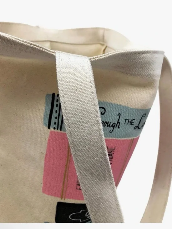 Kate Spade Canvas Book Stack Tote Bag in Cream - Picture 6 of 10